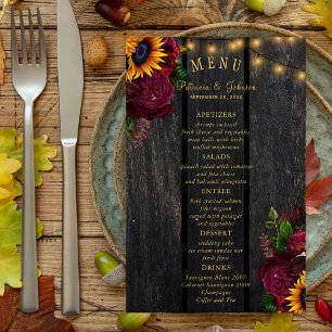 Prospectus 14 Cm X 21,6 Cm Menu de mariage rustique et économique avec tourne