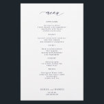 Prospectus 14 Cm X 21,6 Cm Menu de mariage simple blanc et bleu marine minuit<br><div class="desc">Modèle de texte personnalisé typographie minimaliste tendance blanc MENU DE MARIAGE ÉCONOMIQUE papier flyer abordable. VEUILLEZ LIRE CECI AVANT D'ACHETER ! Il s'agit d'une carte économique imprimée sur un FLYER (type de papier publicitaire). Veuillez noter que LE PAPIER ÉCONOMIQUE EST MINCE - Vous pouvez mettre à niveau pour faire imprimer...</div>