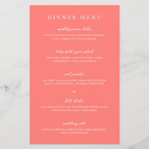 Prospectus 14 Cm X 21,6 Cm Menu de mariage simple corail vibrant moderne gras