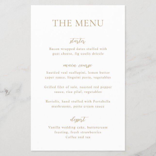Prospectus 14 Cm X 21,6 Cm Menu de mariage simple et moderne à petit budget e (Devant)