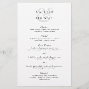 Prospectus 14 Cm X 21,6 Cm Menu de mariage traditionnel élégant
