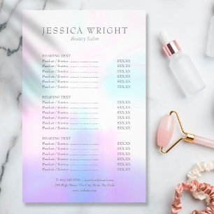 Prospectus 14 Cm X 21,6 Cm Menu de service de salon iridescent simple moderne