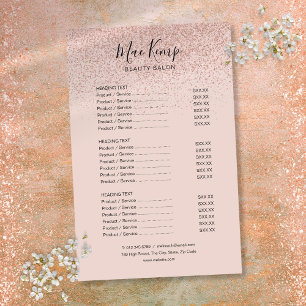 Prospectus 14 Cm X 21,6 Cm Menu de service de salon Paillettes Rose Gold
