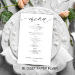 Prospectus 14 Cm X 21,6 Cm Menu mariage de script noir blanc romantique budge<br><div class="desc">Simple blanc tendance minimaliste script de calligraphie noire texte personnalisé modèle pas cher BUDGET mariage menu papier flyer. VEUILLEZ LIRE CECI AVANT D'ACHETER ! Il s'agit d'un programme économique imprimé sur un PAPER FLYER (type de papier publicitaire). VEUILLEZ NOTER que les couleurs de l'arrière - plan et du script sont...</div>