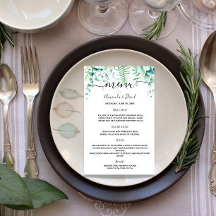 Prospectus 14 Cm X 21,6 Cm Menu mariage fougères de verdure eucalyptus
