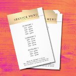 Prospectus 14 Cm X 21,6 Cm Menu Minimal Faux Gold White Black Line<br><div class="desc">Elégant menu de service entièrement personnalisable design modèle pour les professionnels de la beauté/cheveux. Design simple et élégant avec bande d'or faux,  ligne noire et arrière - plan blanc. Design élégant et épuré. Si vous avez besoin d'aide pour customiser ce produit,  veuillez nous contacter.</div>