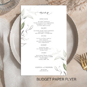 Prospectus 14 Cm X 21,6 Cm Menu simple et minimaliste de mariage avec de la v