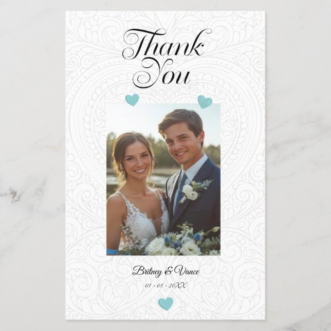 Prospectus 14 Cm X 21,6 Cm Merci - Carte Mariage (Devant)