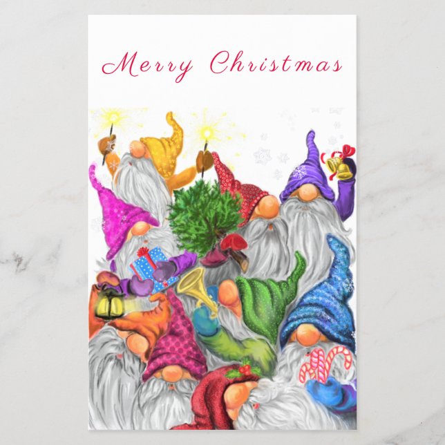 Prospectus 14 Cm X 21,6 Cm Merry Christmas Gnome Party Drawing Funny (Devant)