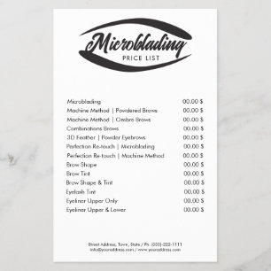 Prospectus 14 Cm X 21,6 Cm Microbling Eyebrow Shape Tattoo Tarification Circu