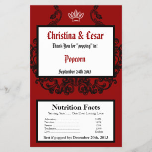 Prospectus 14 Cm X 21,6 Cm Microwave Popcorn Wrapper Crimson Red Ornat Embel