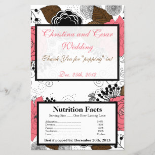 Prospectus 14 Cm X 21,6 Cm Microwave Popcorn Wrapper Fleur rose Feuilles Brow