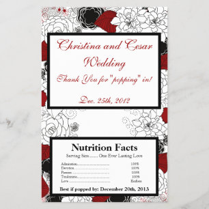 Prospectus 14 Cm X 21,6 Cm Microwave Popcorn Wrapper Fleurs noires feuilles r