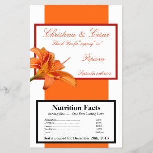 Prospectus 14 Cm X 21,6 Cm Microwave Popcorn Wrapper Orange Tiger Lilly avec 