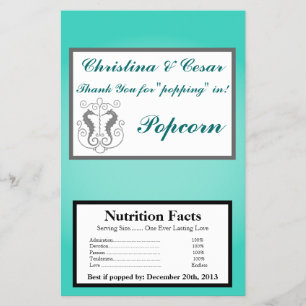 Prospectus 14 Cm X 21,6 Cm Microwave Popcorn Wrapper Seahorse Ancre Turquois