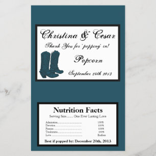Prospectus 14 Cm X 21,6 Cm Microwave Popcorn Wrapper Western Blue Cowboy Boot