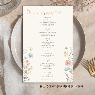 Prospectus 14 Cm X 21,6 Cm Modèle d'affiche de menu de mariage élégant et flo
