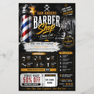Prospectus 14 Cm X 21,6 Cm Modèle de flyer de salon de coiffure modifiable   