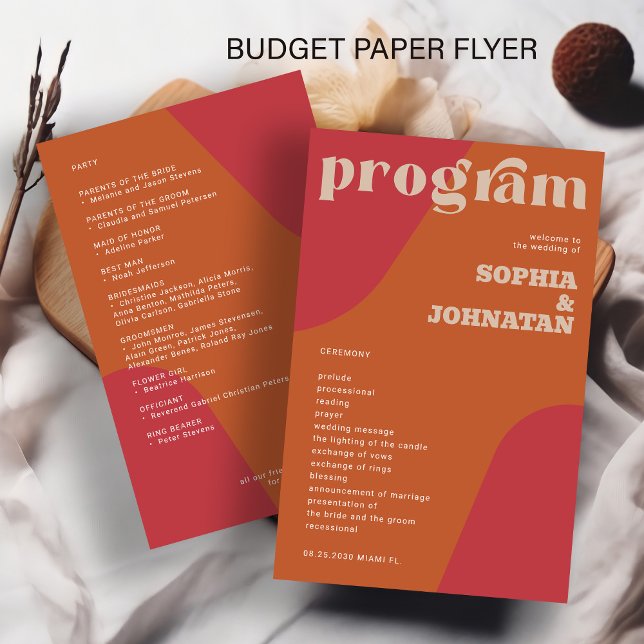 Prospectus 14 Cm X 21,6 Cm Modèle de programme de mariage rétro budget (Créateur téléchargé)