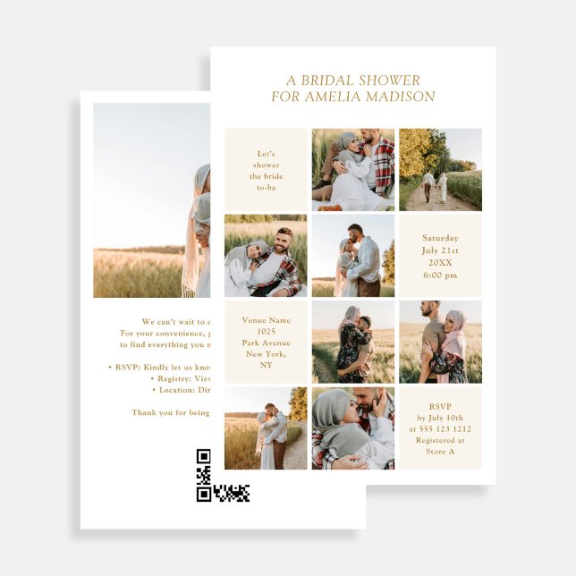 Prospectus 14 Cm X 21,6 Cm Modern 9 Photo White Bridal Shower Flyer (Créateur téléchargé)