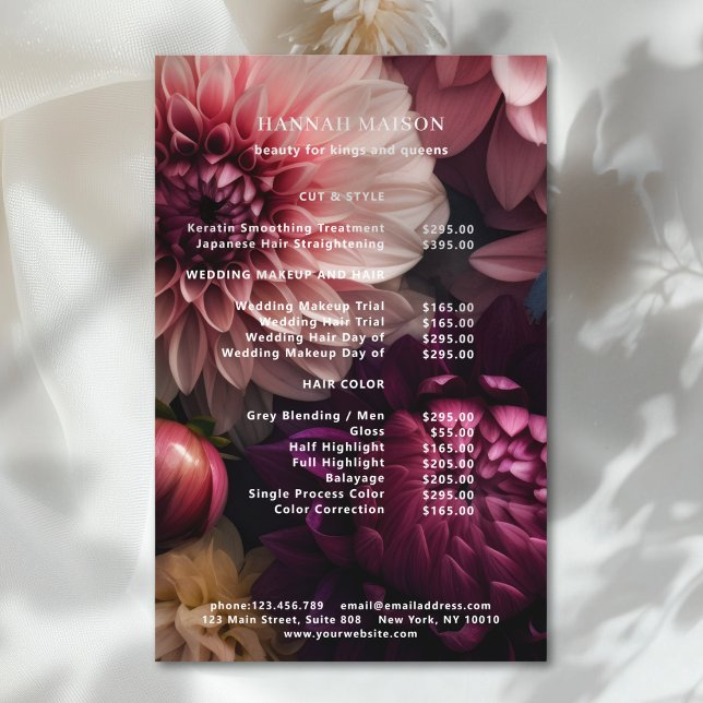 Prospectus 14 Cm X 21,6 Cm Modern Flower Salon Pricelist (Modern Flower Salon Pricelist Flyer)