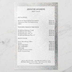 Prospectus 14 Cm X 21,6 Cm Modern Glitter Salon Price List Flyer