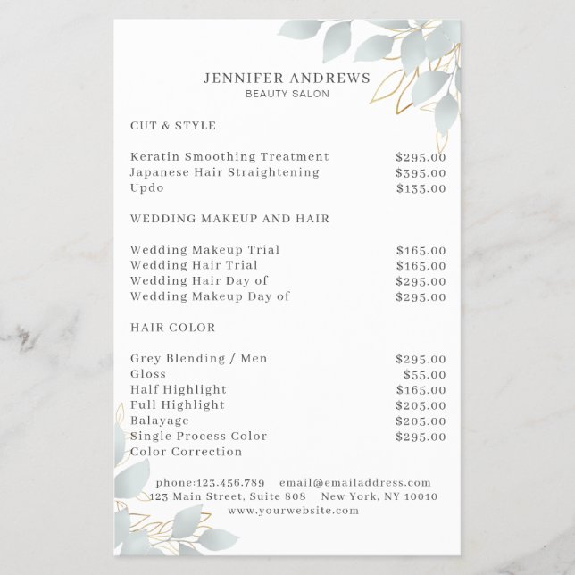 Prospectus 14 Cm X 21,6 Cm Modern White Grey Leafy Flyer (Devant)