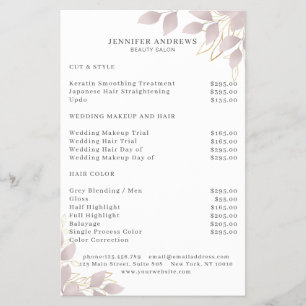 Prospectus 14 Cm X 21,6 Cm Modern, White Grey-Pink Leafy Flyer