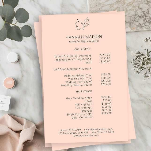 Prospectus 14 Cm X 21,6 Cm Moderne, Line Art, Femme, Feuilleté, Salon, Prix (Créateur téléchargé)