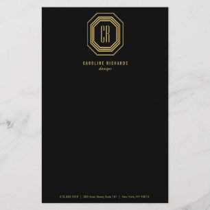 Prospectus 14 Cm X 21,6 Cm Monogramme Art Déco vintage or/noir