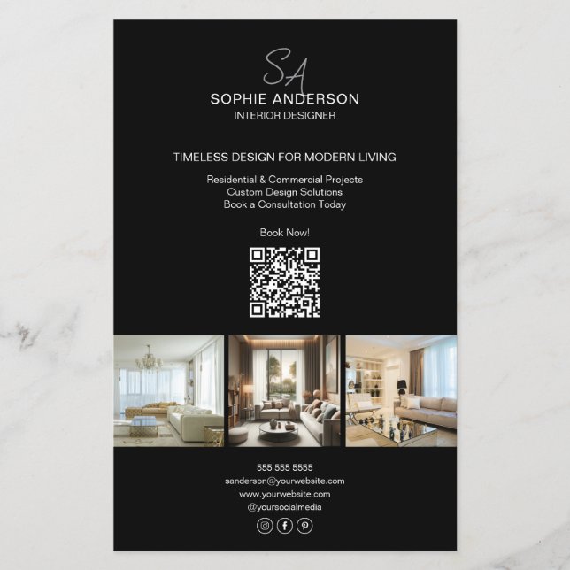 Prospectus 14 Cm X 21,6 Cm Monogramme photo noir professionnel (Devant)