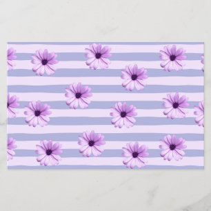 Prospectus 14 Cm X 21,6 Cm Motif à rayures pastel avec des marguerites