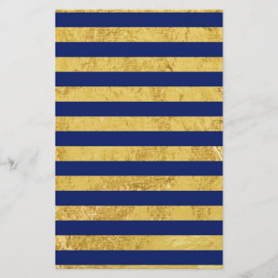 Prospectus 14 Cm X 21,6 Cm Motif élégant à rayures bleues et feuille d'or