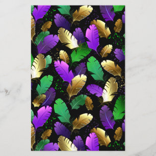 Prospectus 14 Cm X 21,6 Cm Motif sans couture avec plumes de Mardi Gras