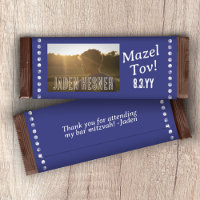 Navire Blue & White Bar Mitzvah Candy Bar Wrapper