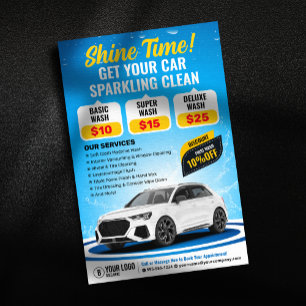 Prospectus 14 Cm X 21,6 Cm Nettoyage Auto Blue Car Wash Détails de Voiture Ne