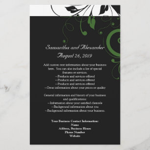 Prospectus 14 Cm X 21,6 Cm Noir et blanc avec accent de tourbillon vert