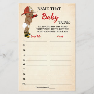 Prospectus 14 Cm X 21,6 Cm Nom Baby Tune AA Fireman Baby shower Carte de jeu