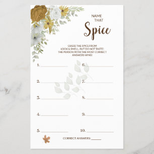 Prospectus 14 Cm X 21,6 Cm Nom que Spice Boho Autumn BridalShower Game Card