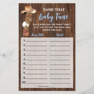Prospectus 14 Cm X 21,6 Cm Nommez la Baby Tune AA Cowboy Shower Game Card
