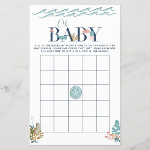 Prospectus 14 Cm X 21,6 Cm Oh Baby Under the Sea Baby shower Bingo Jeu