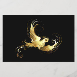 Prospectus 14 Cm X 21,6 Cm Oiseau d'or sur Arrière - plan noir