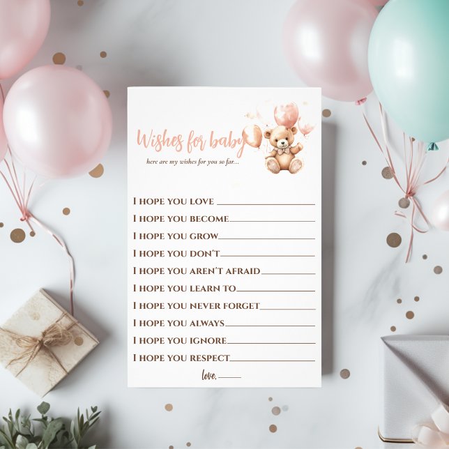 Prospectus 14 Cm X 21,6 Cm Ours mignon Avec Ballons | Bébé rose (Créateur téléchargé)