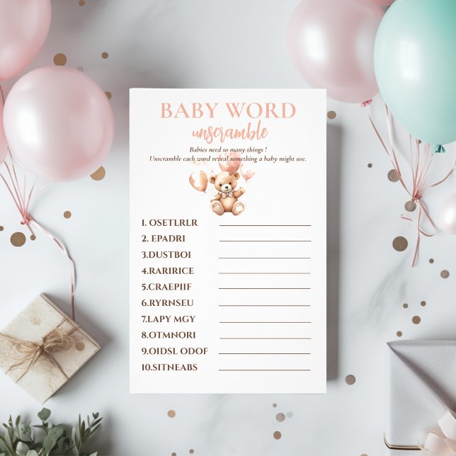 Prospectus 14 Cm X 21,6 Cm Ours mignon Avec Ballons | Bébé rose (Créateur téléchargé)