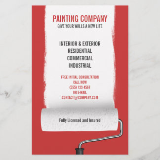 Prospectus 14 Cm X 21,6 Cm Paint Roller Paining Company Contractant flyer