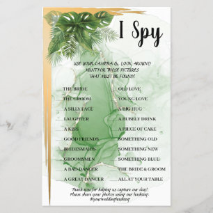 Prospectus 14 Cm X 21,6 Cm Palm Tropical I Spy Wedding Réception Carte de jeu