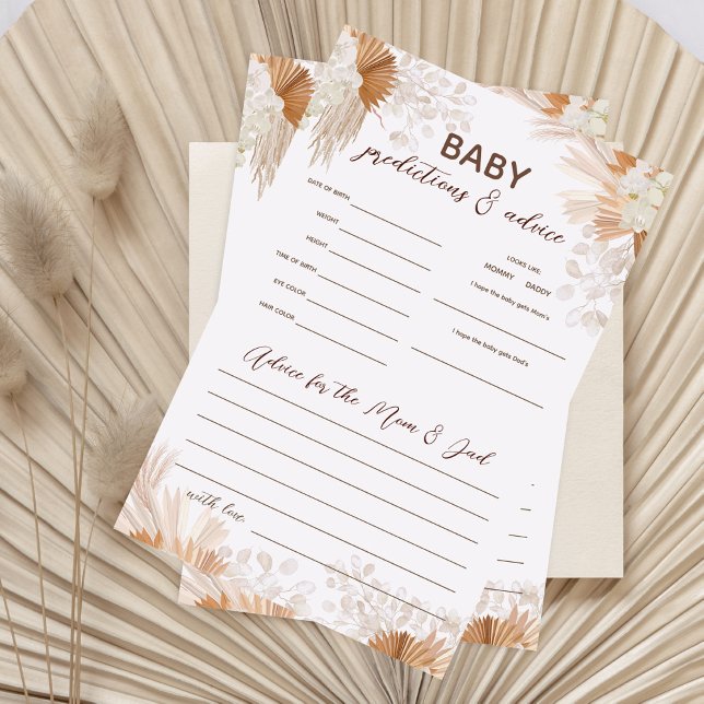 Prospectus 14 Cm X 21,6 Cm Pampas Baby Predictions & Conseils Baby shower Jeu (Créateur téléchargé)