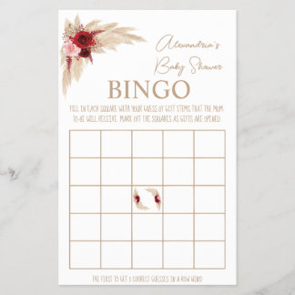 Prospectus 14 Cm X 21,6 Cm Pampas Grass Bingo Baby shower Carte de jeu