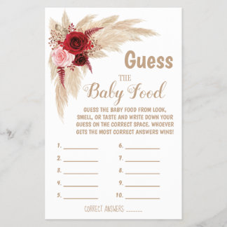 Prospectus 14 Cm X 21,6 Cm Pampas Guess the Baby Food Baby shower Carte de je