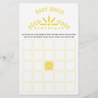 Prospectus 14 Cm X 21,6 Cm Papel jaune Picado Baby Boy Shower Bingo